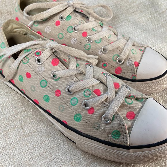 Converse All Star low top Ox Polka Dot lace-up sneakers, Size 4 - Picture 3 of 5